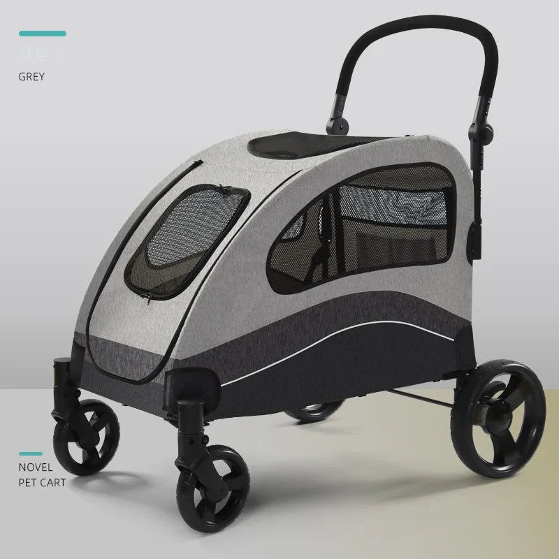 Large Storage 4-Wheel Pet Stroller Waterproof Breathable Jogger Cart for Large Dogs Folding Feature-Pet Carriers Travel Product - Needora