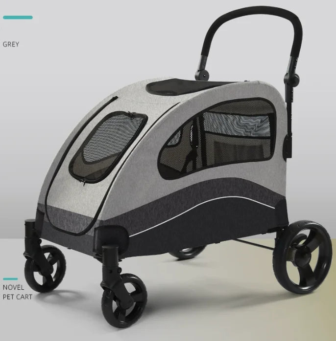Large Storage 4-Wheel Pet Stroller Waterproof Breathable Jogger Cart for Large Dogs Folding Feature-Pet Carriers Travel Product - Needora