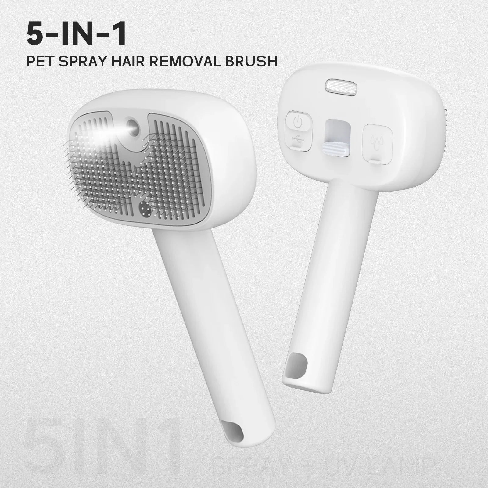 Latest Hot 5-in-1 Pet Steam Massage Brush with UV Sterilizer & Mist Soft Teeth Hair Removal Comb CE FC Certified Easy Clean - Needora