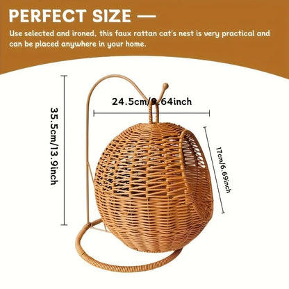 Luxury Fruit Basket Cat Hammock bed Hand Woven Storage Basket Comfortable Heavy Carton Packaging Not Easy To Damage for Pets - Needora