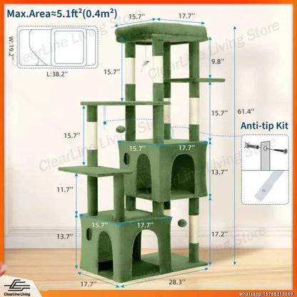 Multi-Level Cat Tree Tower for Large Cats Maine Coons with Perch Condos Sisal Scratching Posts Play Toys Indoor Cat Furniture - Needora