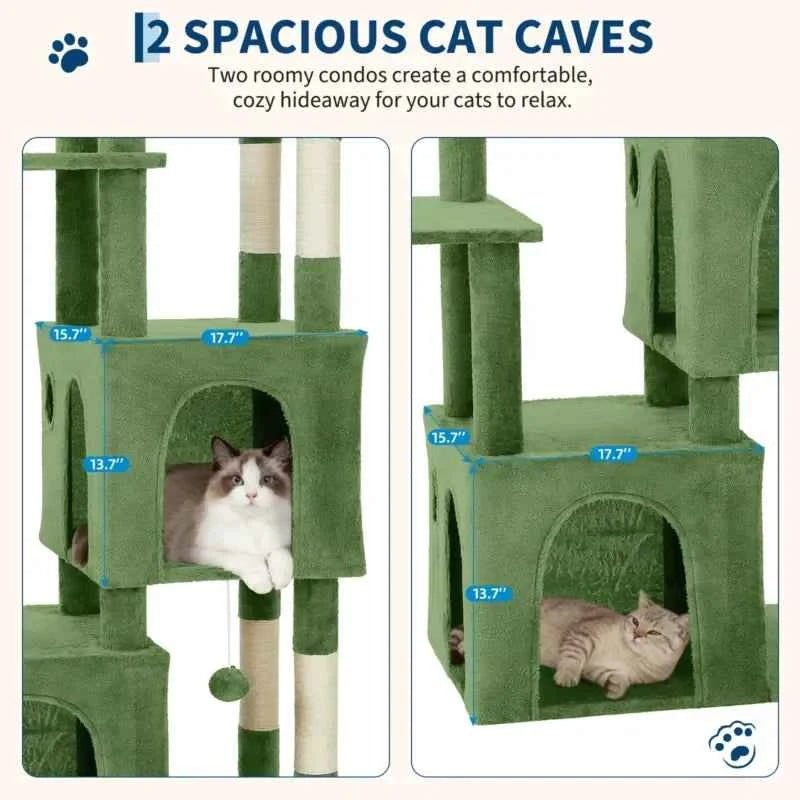Multi-Level Cat Tree Tower for Large Cats Maine Coons with Perch Condos Sisal Scratching Posts Play Toys Indoor Cat Furniture - Needora