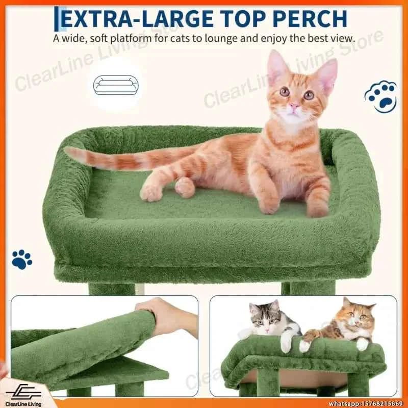 Multi-Level Cat Tree Tower for Large Cats Maine Coons with Perch Condos Sisal Scratching Posts Play Toys Indoor Cat Furniture - Needora