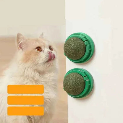 Natural Catnip Cat Wall Stick-on Ball Toy Scratchers Treats Healthy Natural Removes Balls to Promote Digestion Cat Grass Snack - Needora