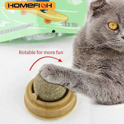 Natural Catnip Cat Wall Stick-on Ball Toy Scratchers Treats Healthy Natural Removes Balls to Promote Digestion Cat Grass Snack - Needora
