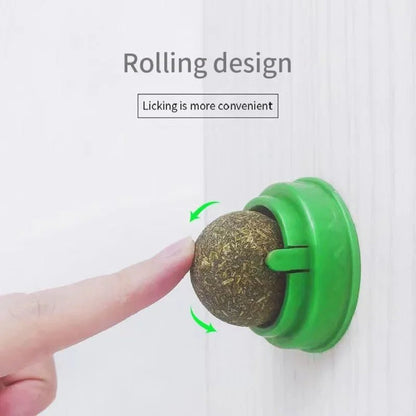 Natural Catnip Cat Wall Stick-on Ball Toy Scratchers Treats Healthy Natural Removes Balls to Promote Digestion Cat Grass Snack - Needora