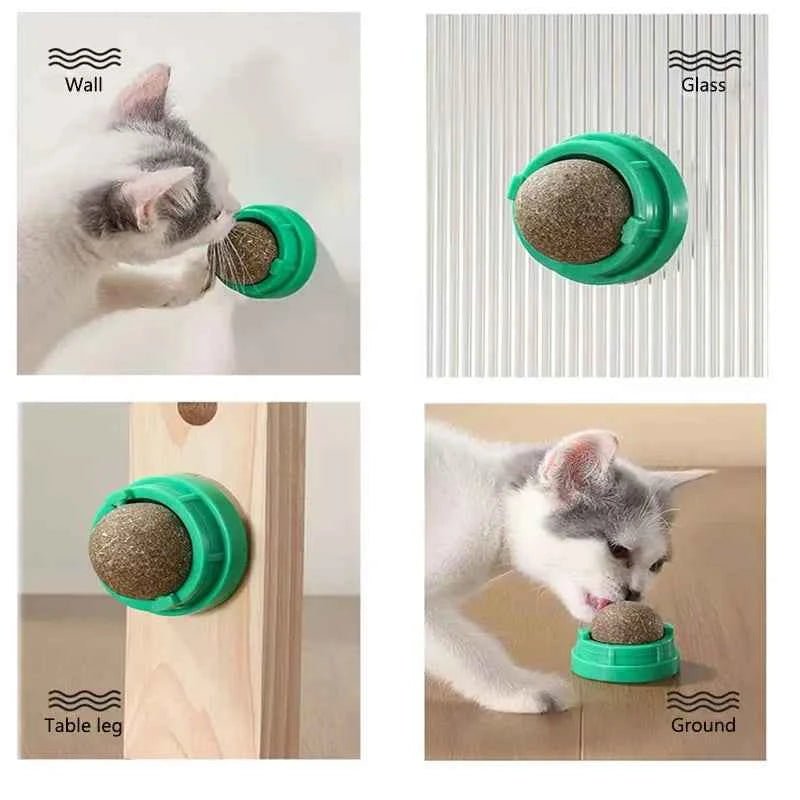 Natural Catnip Wall Stick Ball Toy Scratcher Treats Healthy Promotes Digestion Cat Grass Snack for Feline - Needora