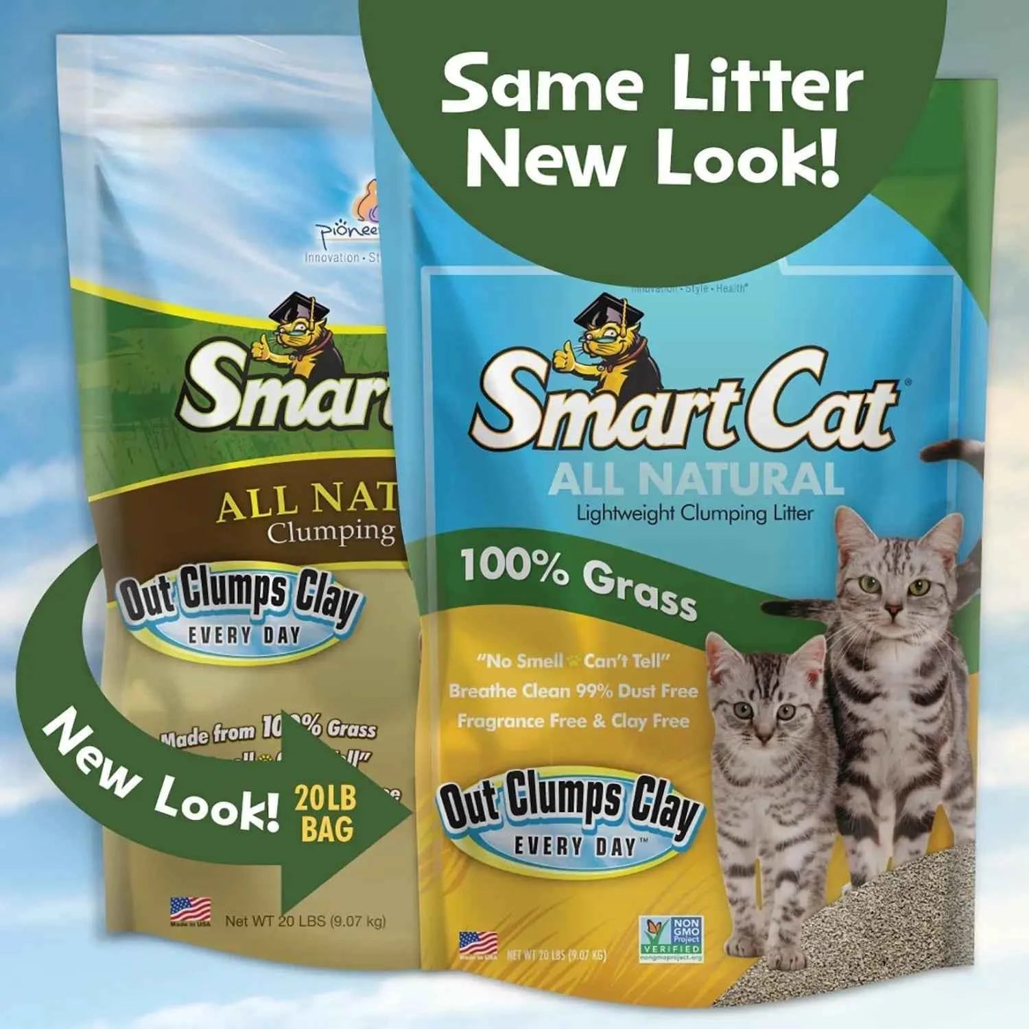 Natural Clumping Cat Litter, 10 lb - Grass Seed, Unscented, Lightweight Alternative to Clay and Pellet - Needora