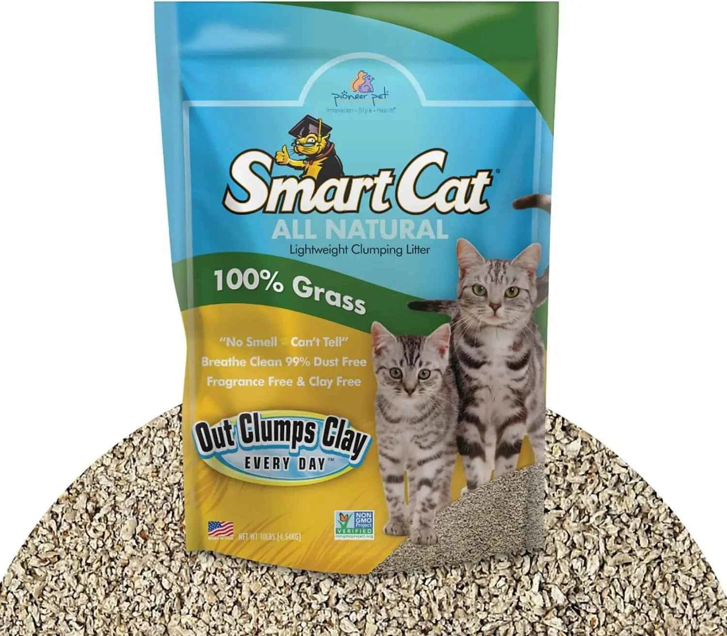 Natural Clumping Cat Litter, 10 lb - Grass Seed, Unscented, Lightweight Alternative to Clay and Pellet - Needora