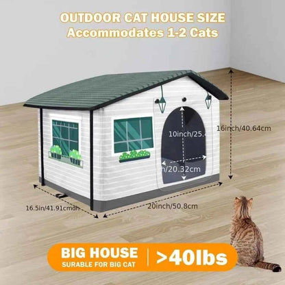 Outdoor Cat House Weatherproof Stray Cat dog House Waterproof Outdoor Winter Warm Pet Cave Sleeping Beds Home Foldable Washable - Needora