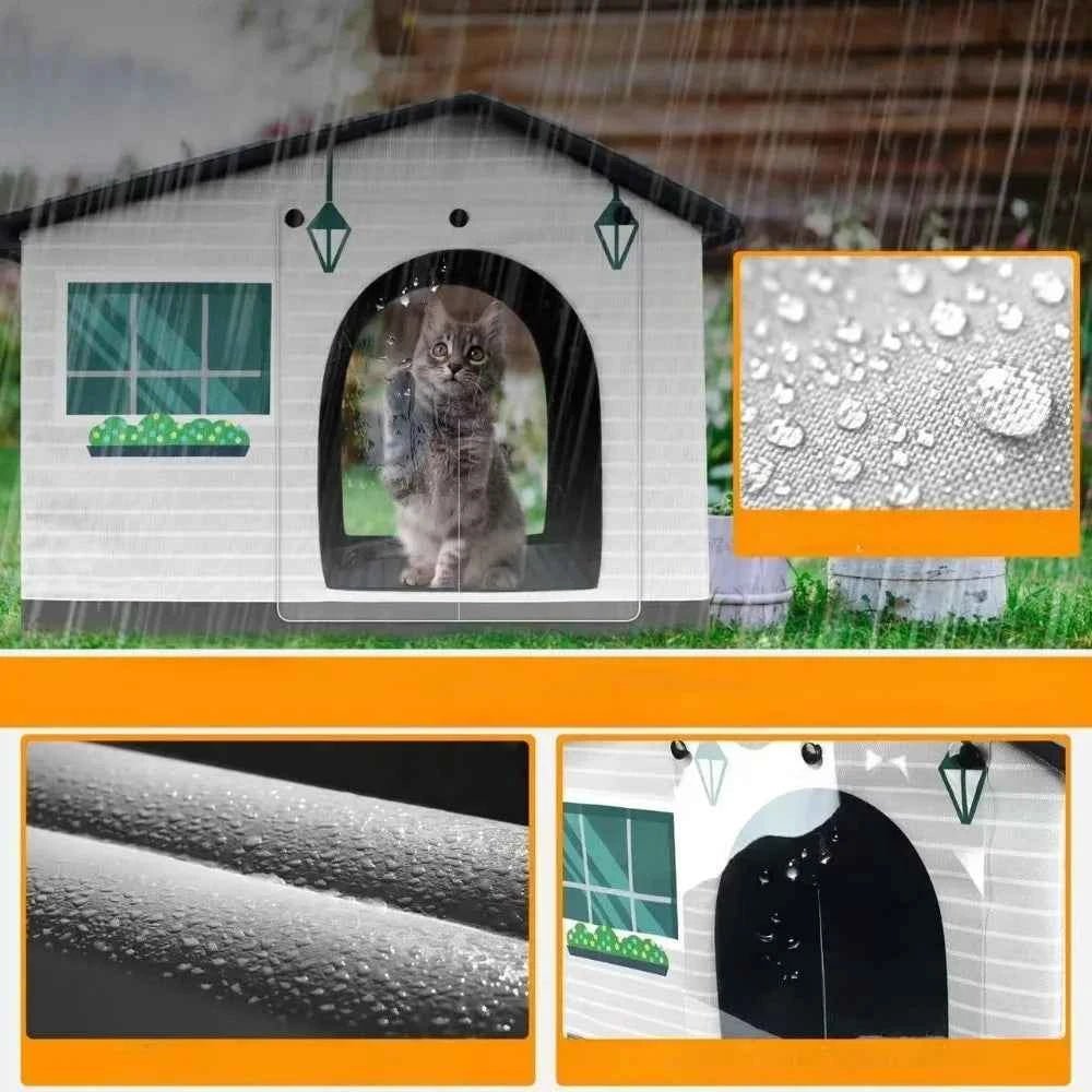 Outdoor Cat House Weatherproof Stray Cat dog House Waterproof Outdoor Winter Warm Pet Cave Sleeping Beds Home Foldable Washable - Needora