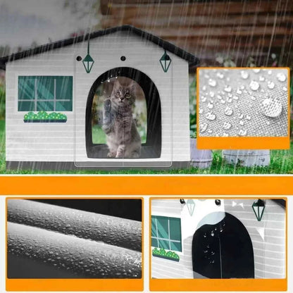 Outdoor Cat House Weatherproof Stray Cat dog House Waterproof Outdoor Winter Warm Pet Cave Sleeping Beds Home Foldable Washable - Needora