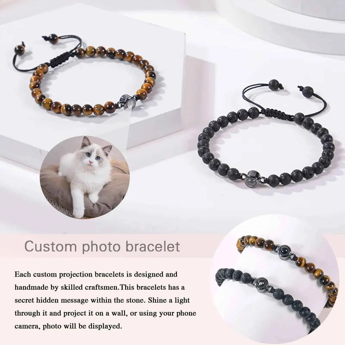 Personalized Pet Photo Projection Bracelet – close-up detail view