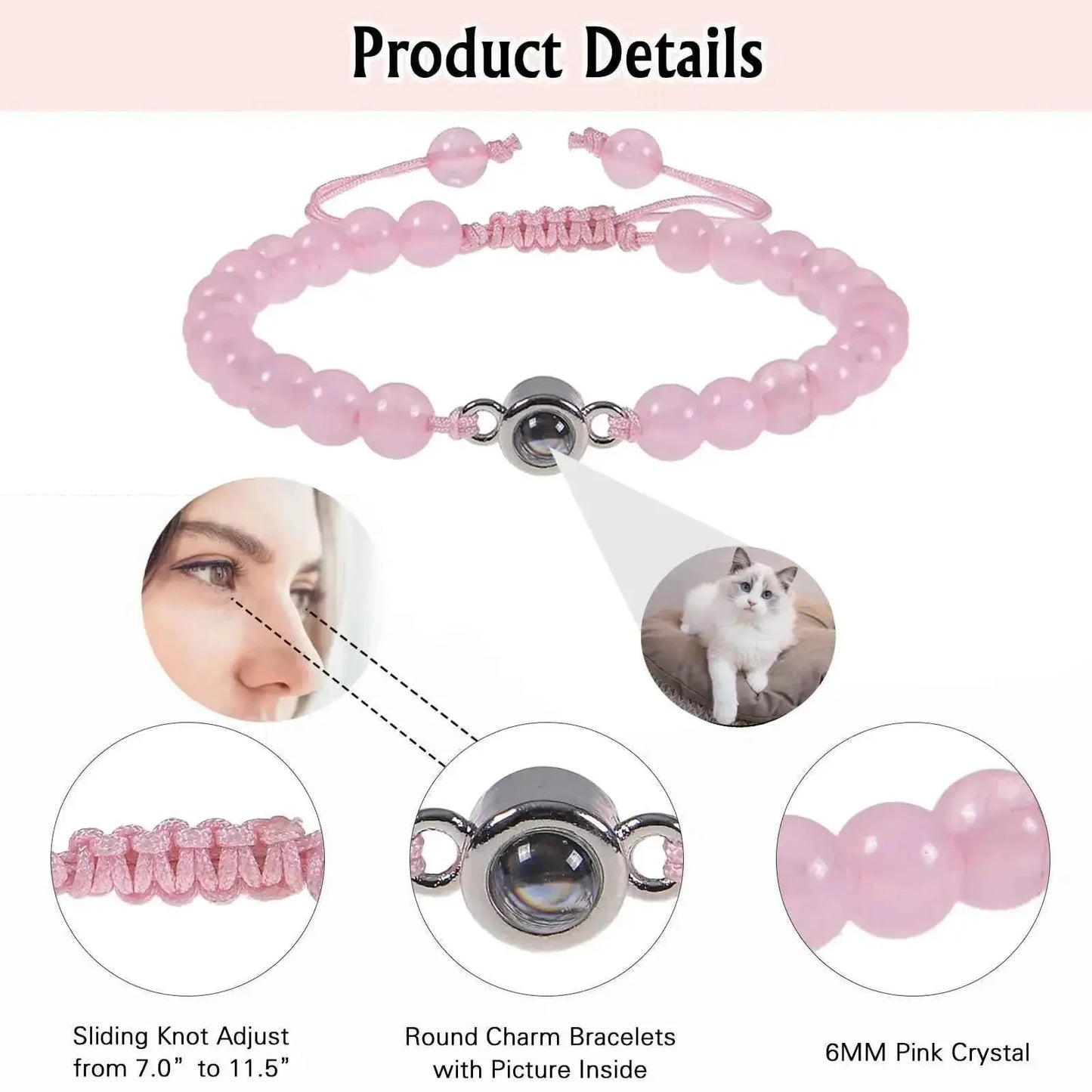 Personalized Stainless Steel Pet Photo Projection Bracelet – Custom Dog & Cat Portrait Memorial Jewelry Gift - Needora