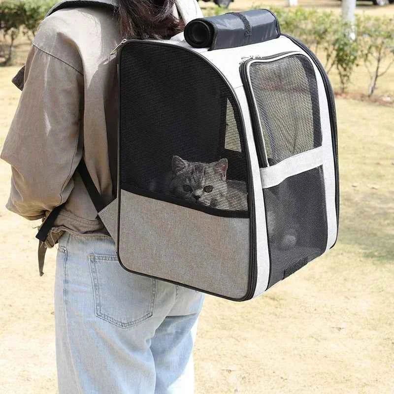 Pet Cat Backpacks Breathable Outdoor Cat Carrier Shoulder Bag for Small Dogs Cats Portable Travel Folding Backpack Pet Supplies - Needora
