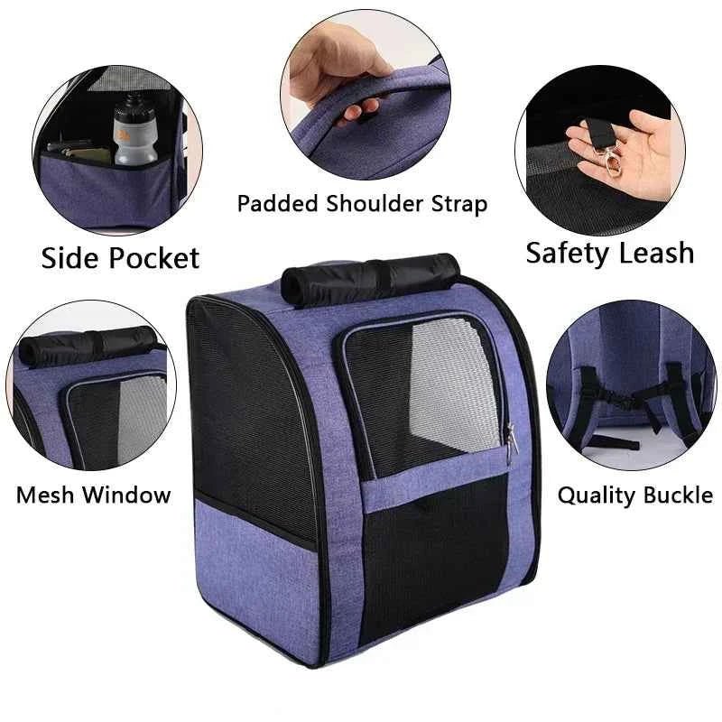 Pet Cat Backpacks Breathable Outdoor Cat Carrier Shoulder Bag for Small Dogs Cats Portable Travel Folding Backpack Pet Supplies - Needora