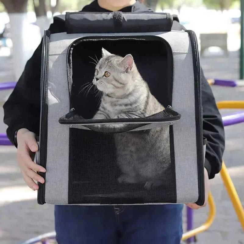 Pet Cat Backpacks Breathable Outdoor Cat Carrier Shoulder Bag for Small Dogs Cats Portable Travel Folding Backpack Pet Supplies - Needora