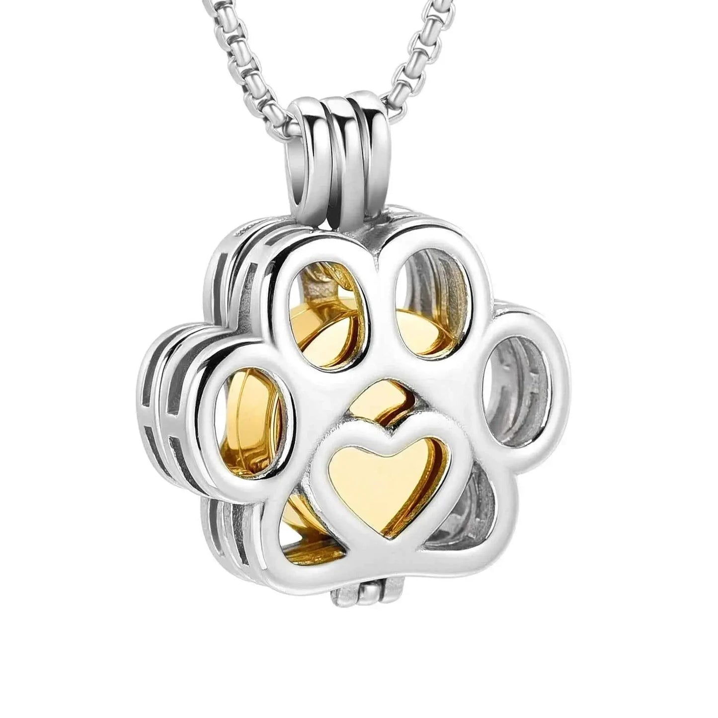 Pet Cremation Jewelry for Ashes – Stainless Steel Dog & Cat Paw Memorial Urn Necklace - Needora