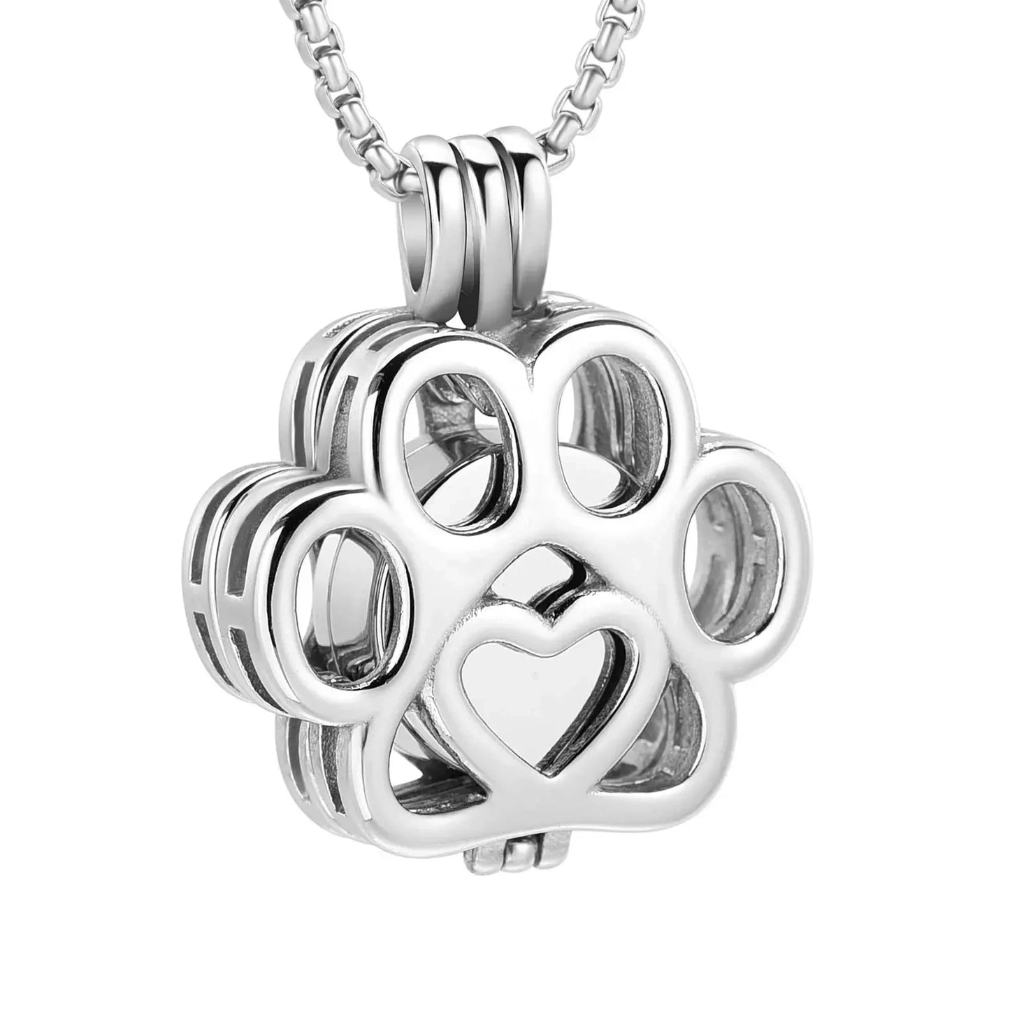 Pet Cremation Jewelry for Ashes – Stainless Steel Dog & Cat Paw Memorial Urn Necklace - Needora