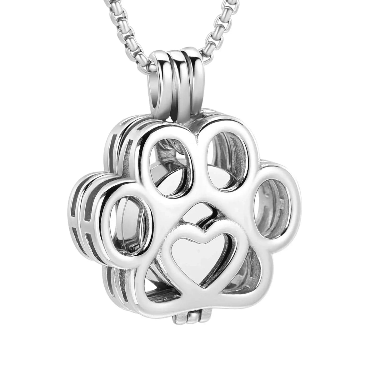 Pet Cremation Jewelry for Ashes – Stainless Steel Dog & Cat Paw Memorial Urn Necklace - Needora
