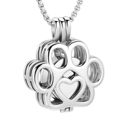 Pet Cremation Jewelry for Ashes – Stainless Steel Dog & Cat Paw Memorial Urn Necklace - Needora