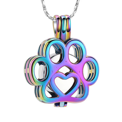 Pet Cremation Jewelry for Ashes – Stainless Steel Dog & Cat Paw Memorial Urn Necklace - Needora