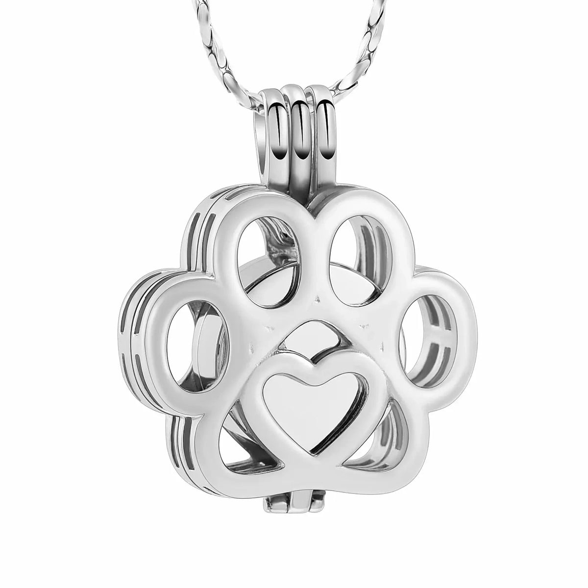 Pet Cremation Jewelry for Ashes – Stainless Steel Dog & Cat Paw Memorial Urn Necklace - Needora