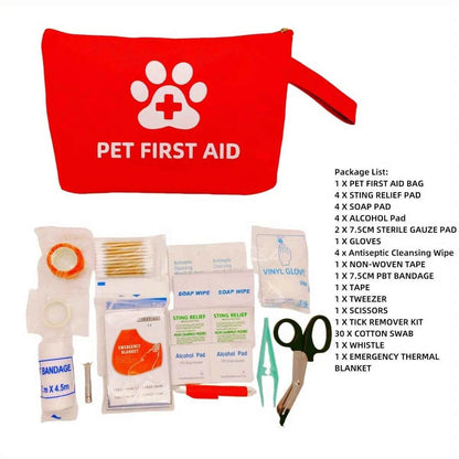 Pet Emergency Kit Dog Cat Travel Kit for Waterproof Resistant High Visibility Reflective First Aid Pouch Dog Camping Essentials - Needora