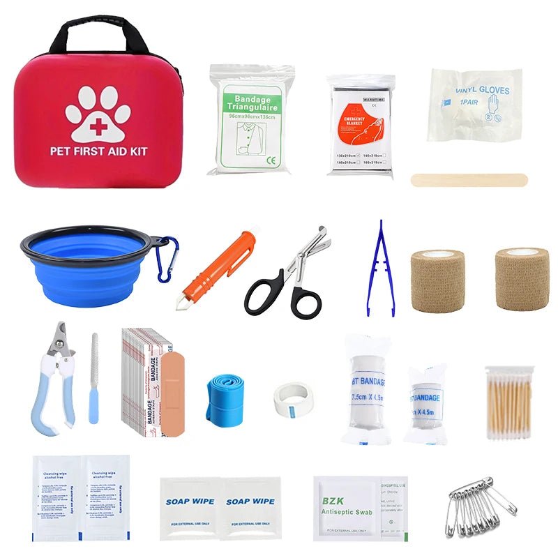 Pet First Aid Kit: Contains emergency supplies and an emergency blanket, suitable for hiking, camping, and backpacking. - Needora