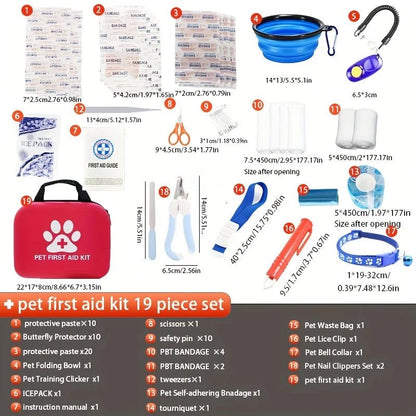 Pet First Aid Kit: Contains emergency supplies and an emergency blanket, suitable for hiking, camping, and backpacking. - Needora