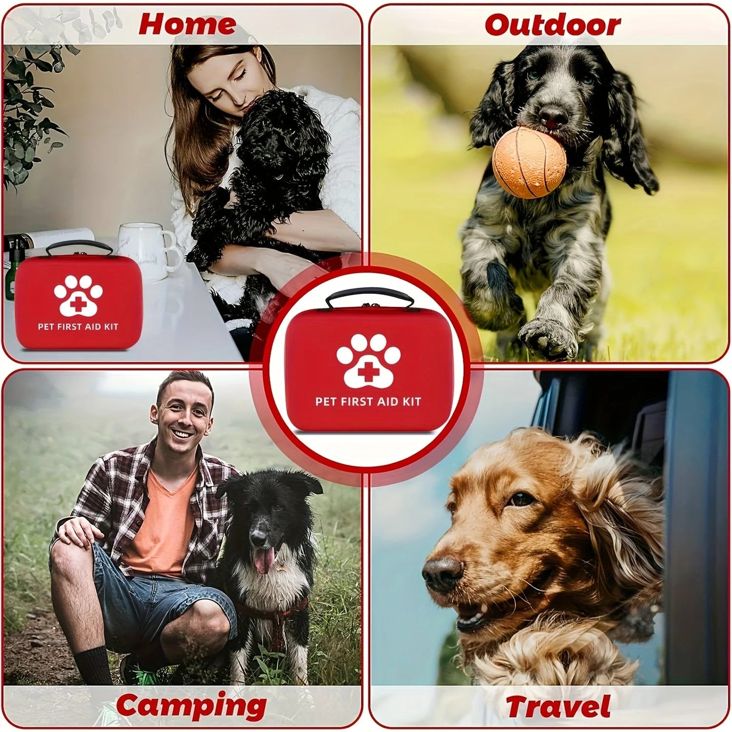 Pet First Aid Kit Multi-purpose Emergency Medical Portable Cat and Dog Medical Bag Outdoor Home Emergency edc Camping Hiking - Needora