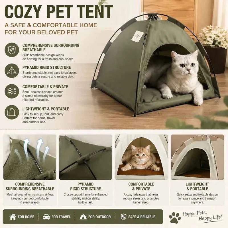 Pet Tent Bed Cats House Supplies Products Accessories Warm Cushions Furniture Sofa Basket Beds Winter Clamshell Kitten Tents Cat - Needora
