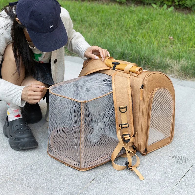 Portable cat bag, expandable large-capacity pet backpack, foldable small-medium-sized dog and cat travel bag - Needora