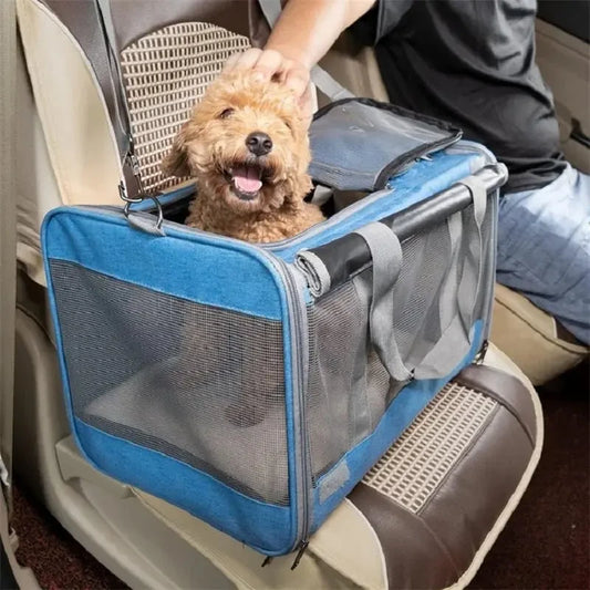 Portable Expandable Pet Travel Bag Soft-Sided Transparent Breathable Lightweight Handheld or Crossbody Outdoor Pet Bag Stylish - Needora