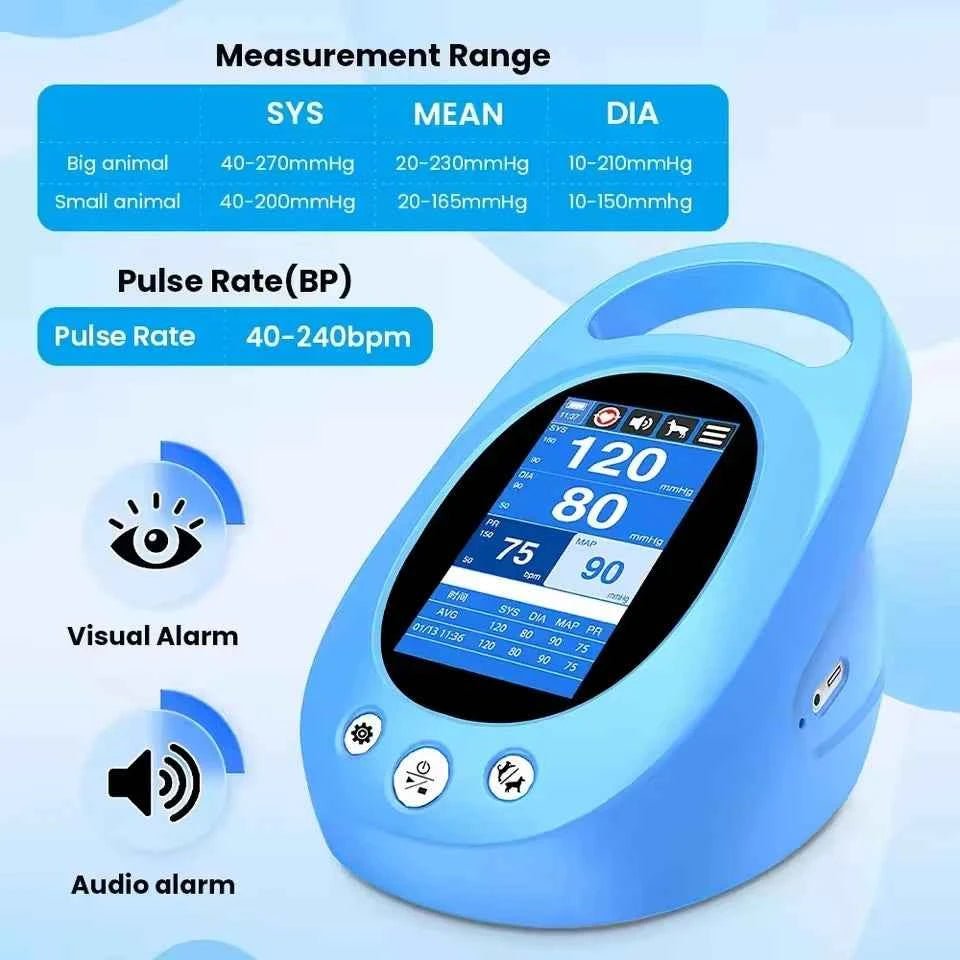 Portable Pet Blood Pressure Monitor with 4.3 Inch IPS Display and Touch Screen for Veterinary Use NIBP Tension Meter - Needora