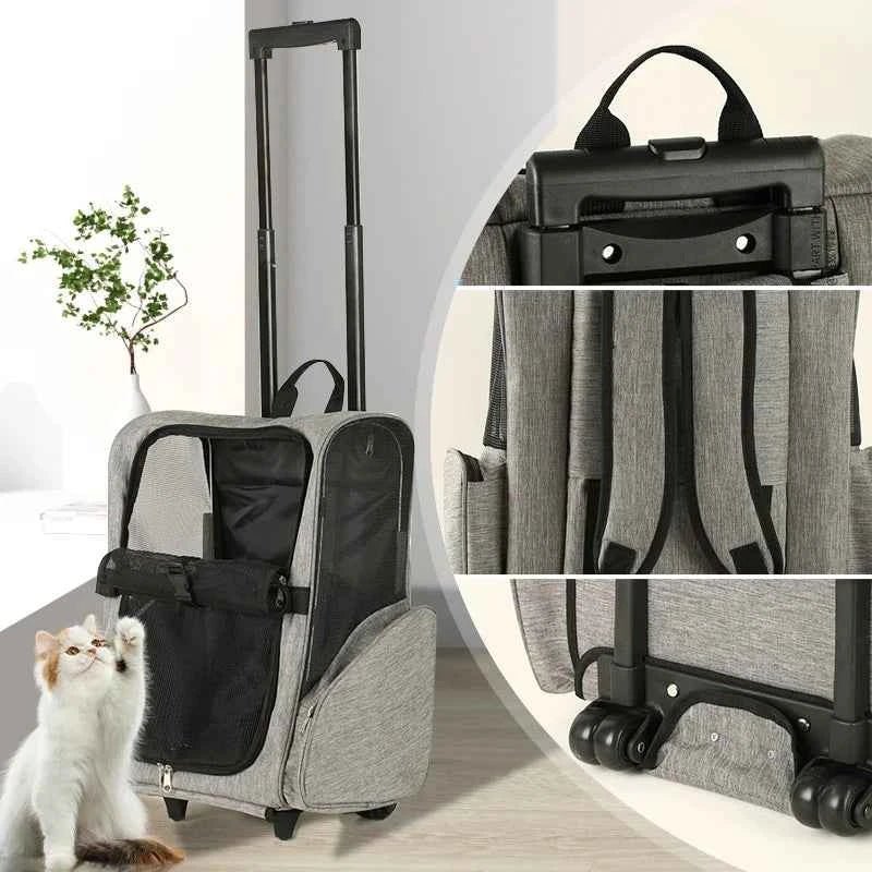 Portable Pet Travel Backpack Beichang Forest Dog Carrier Bag Double Shoulder Bag Dog Luggage Wheel Bag for Outing - Needora