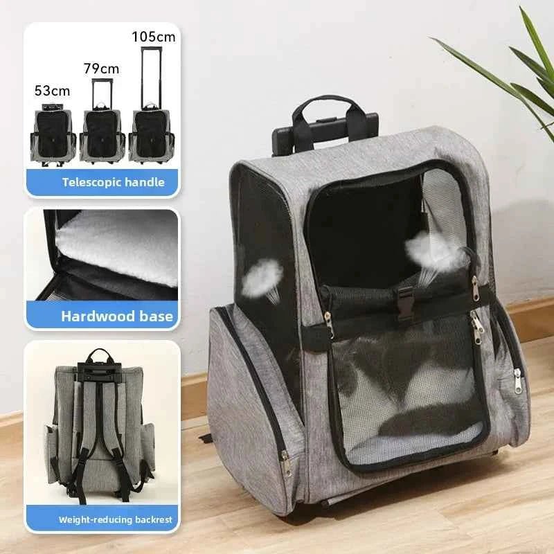 Portable Pet Travel Backpack Beichang Forest Dog Carrier Bag Double Shoulder Bag Dog Luggage Wheel Bag for Outing - Needora