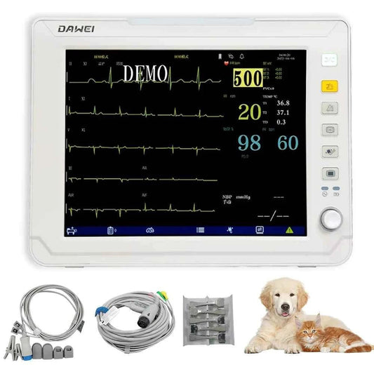 Portable Veterinary Monitor 6 Parameter, 12.1" LCD Big Screen Vet Patient for Pet Dogs Cats Animal Clinic - Needora