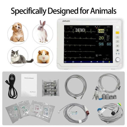 Portable Veterinary Monitor 6 Parameter, 12.1" LCD Big Screen Vet Patient for Pet Dogs Cats Animal Clinic - Needora