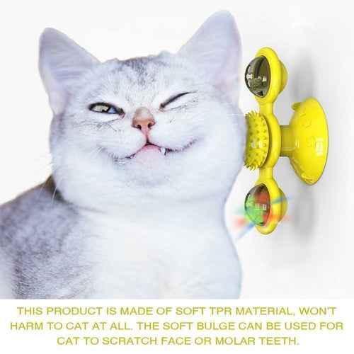 Interactive Cat Windmill Toy with LED Balls – Suction Cup Spinner