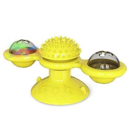 Interactive Cat Windmill Toy with LED Balls – Suction Cup Spinner