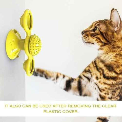 Interactive Cat Windmill Toy with LED Balls – Suction Cup Spinner