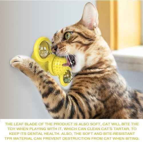 Interactive Cat Windmill Toy with LED Balls – Suction Cup Spinner