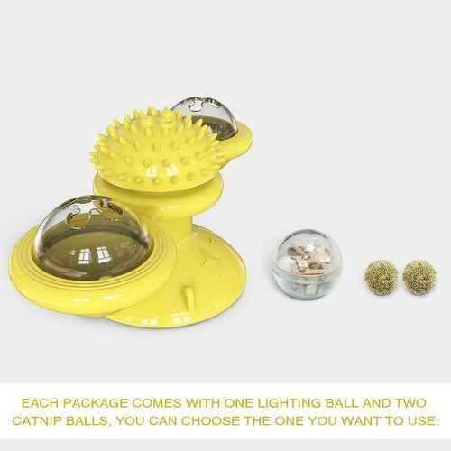 Interactive Cat Windmill Toy with LED Balls – Suction Cup Spinner