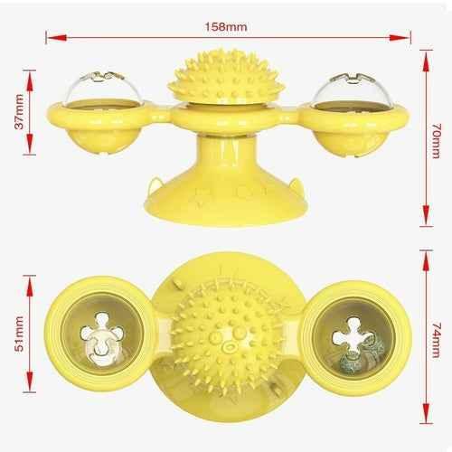 Interactive Cat Windmill Toy with LED Balls – Suction Cup Spinner