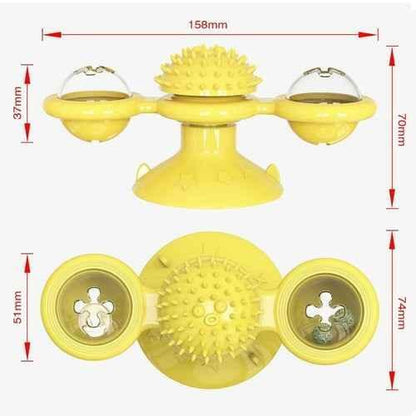 Interactive Cat Windmill Toy with LED Balls – Suction Cup Spinner