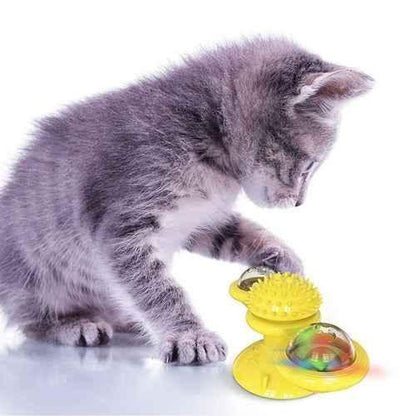 Interactive Cat Windmill Toy with LED Balls – Suction Cup Spinner