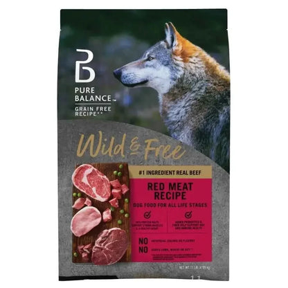 Pure Balance Wild & Free Grain-Free Red Meat Recipe Dry Dog Food for All Life Stages, 11 lb Bag - Needora