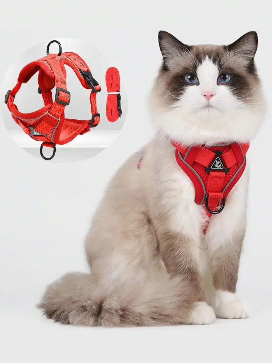 Reflective Pet Harness And Leash Set, Suitable For Dogs & Cats, Escape-Proof Adjustable Small Dog Chest Strap With Soft Mesh - Needora