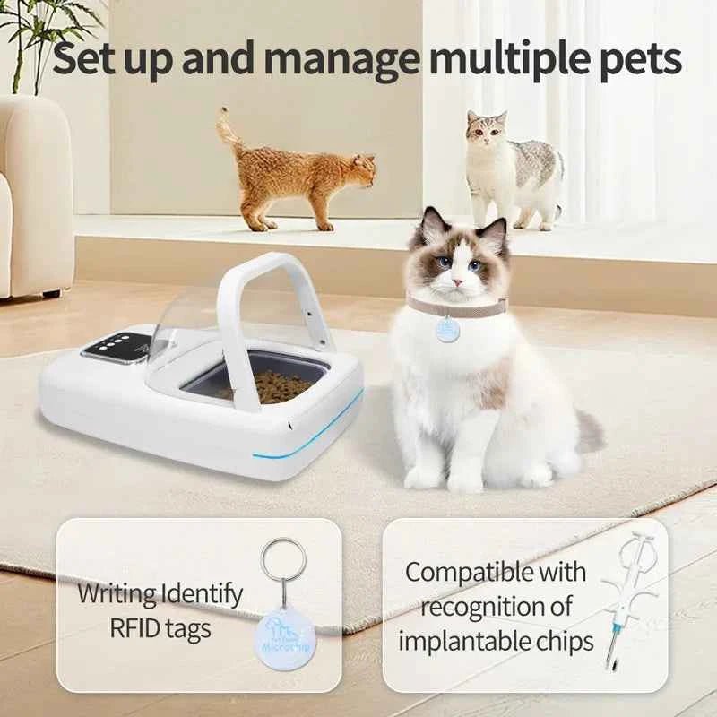 RFID Pet Feeder Intelligent Chip Automatic Sensing Feeder Cats Dogs Food Dispenser Feeders Timed Quantified Dry Wet Pets Bowl - Needora